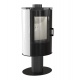 Kaminofen kratki Koza AB S/N/O GLASS Stahl schwarz Standfuß 360° drehbar Kachel Verkleidung weiß Glasfront durchgehend 8 kW Kaminofen kratki Koza AB S/N/O GLASS Stahl schwarz Standfuß 360° drehbar Kachel Verkleidung weiß Glasfront durchgehend 8 kW