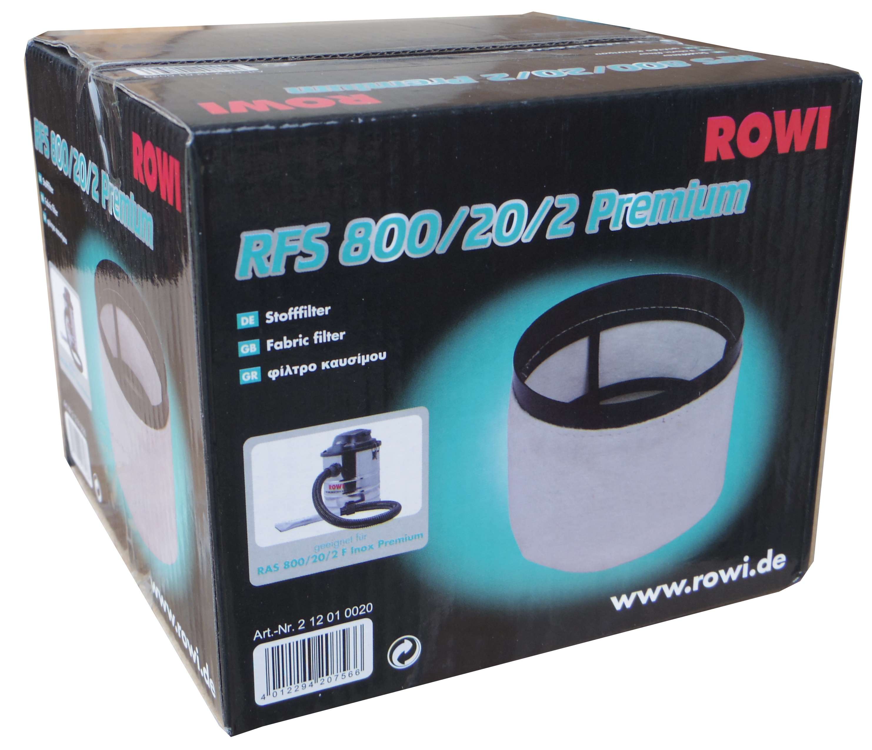ROWI Ersatzfilter für RAS 800/20/2 F Aschesauger 800 W 20 Liter Inox Premium 